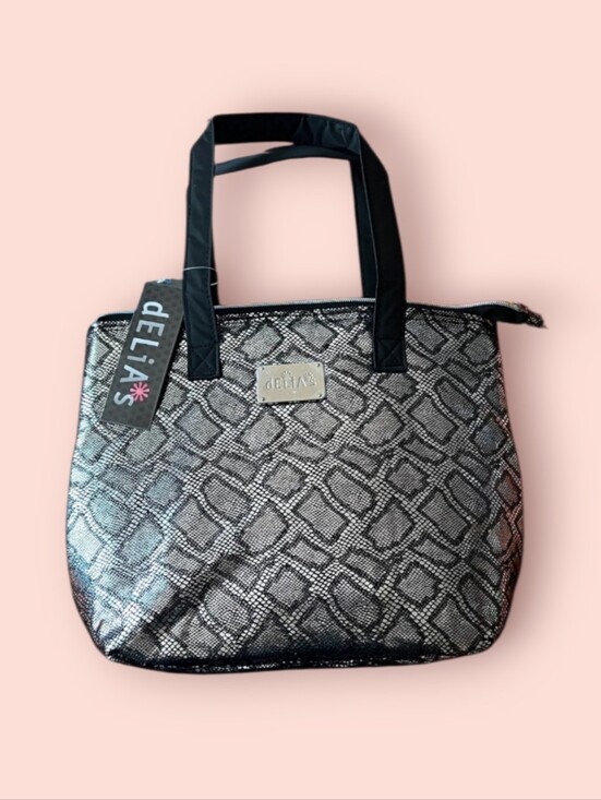 dELiA*s Handbags - dELiA*s Black Metallic Snake-Print Tote